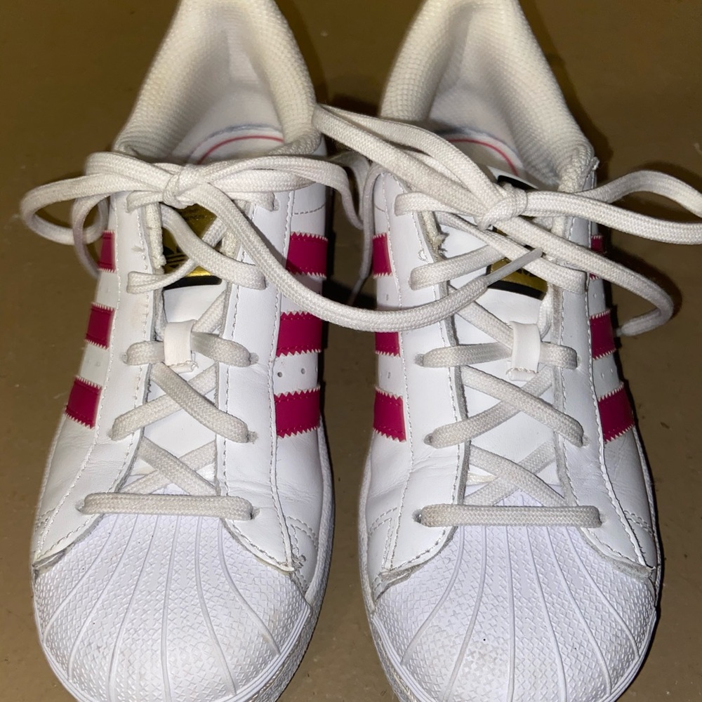 Girls Pink Adidas Superstar